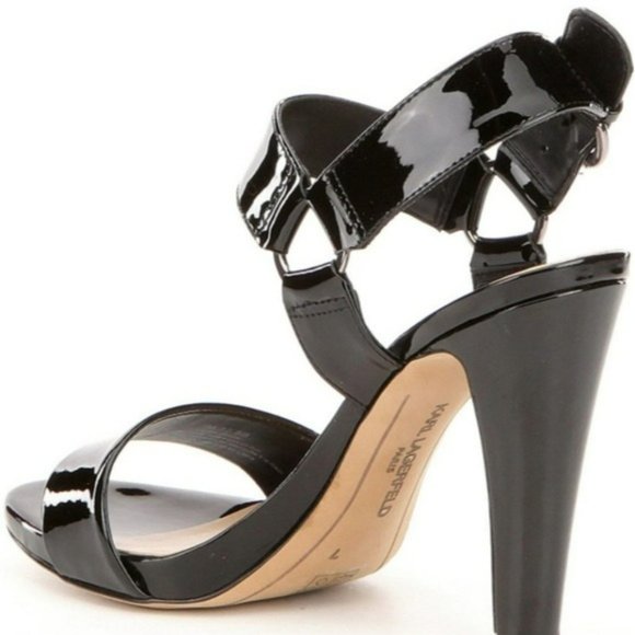 Karl Lagerfeld Paris Cieone Ankle Strap Patent Leather Dress Sandals -8.5 - Picture 4 of 9